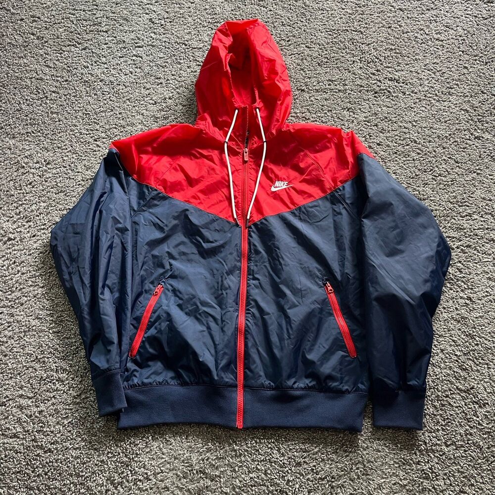 Nike Sportswear Windbreaker Windrunner Blue Red Jacket AR2191-410 Mens Sz Small